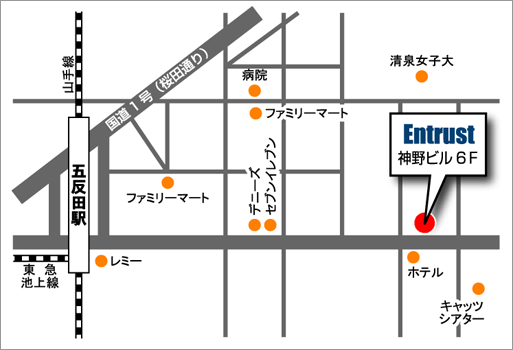 東京本社への地図
